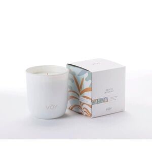 VOY Beach Bonfire Scented Candle. White Candle with Artistic Box 8 oz